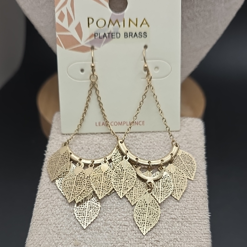 Pomina Gold Leaf Dangle Earrings